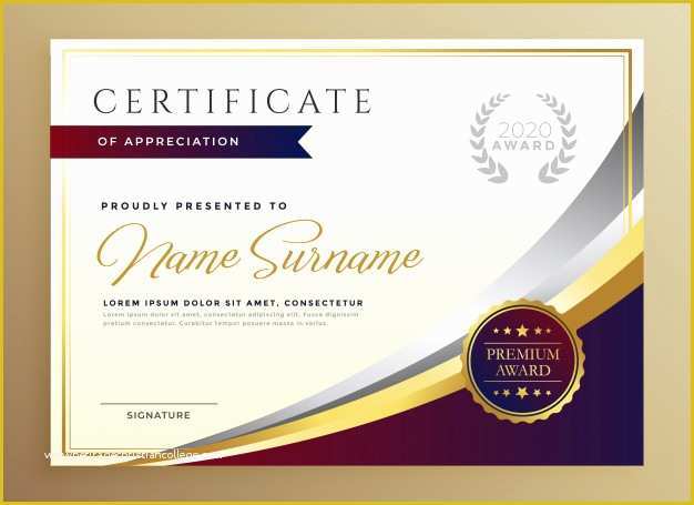 Free Photoshop Certificate Template Of Stylish Certificate Template Design In Golden theme Vector