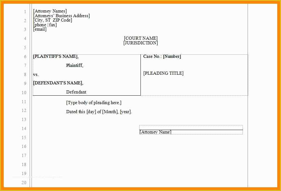 Free Pleading Paper Template Word Of Blank Pleading Paper Template Word Printable Blank