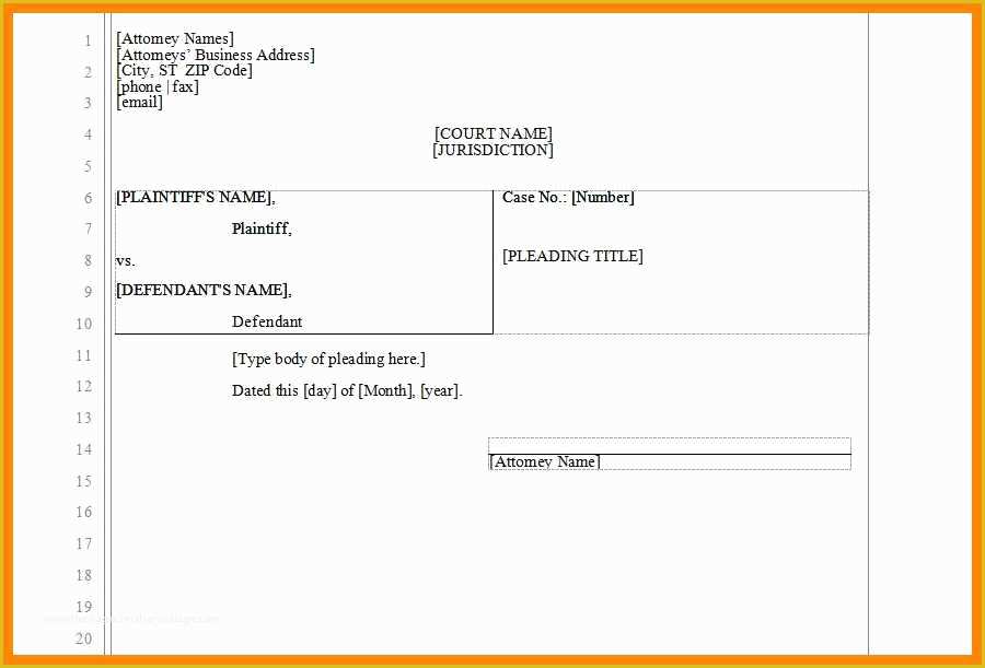 Free Pleading Paper Template Word Of Blank Pleading Paper Template Word 