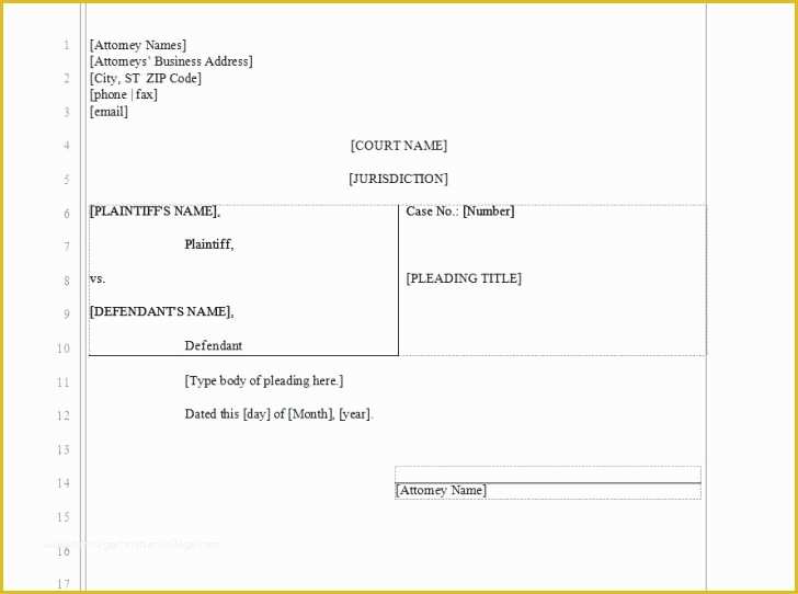 Free Pleading Paper Template Word Of Legal Pleading Template Word 2013 In the Circuit Court Of