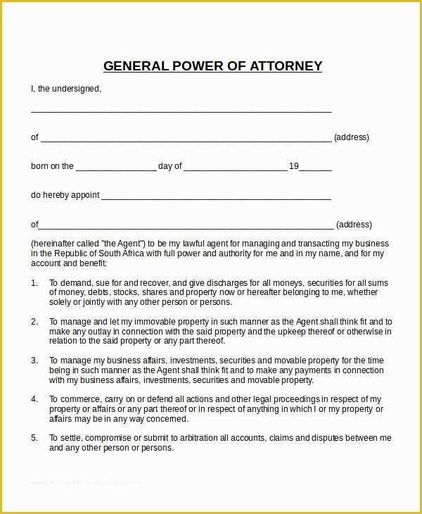 Free Poa Template Of 15 Power Of attorney Templates Free Sample Example