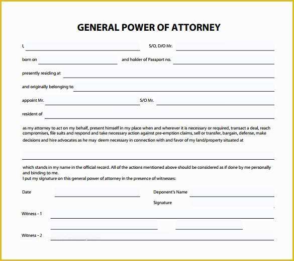 Free Poa Template Of 7 General Power Of attorney form Download for Free