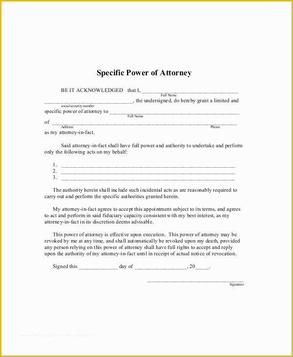 Free Poa Template Of Free Power Of attorney form