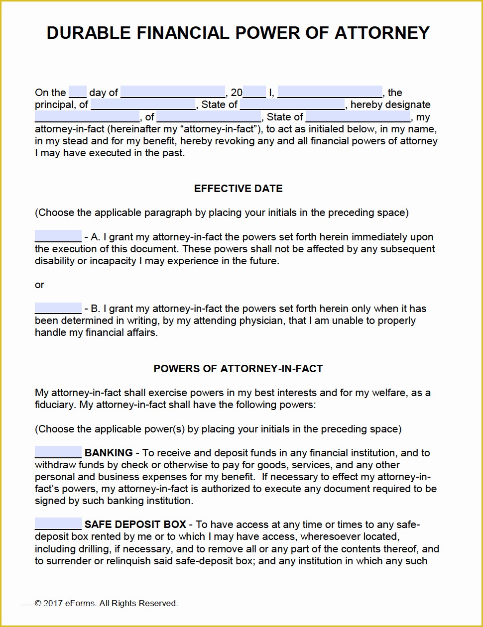 Free Poa Template Of Free Printable Durable Power Of attorney forms