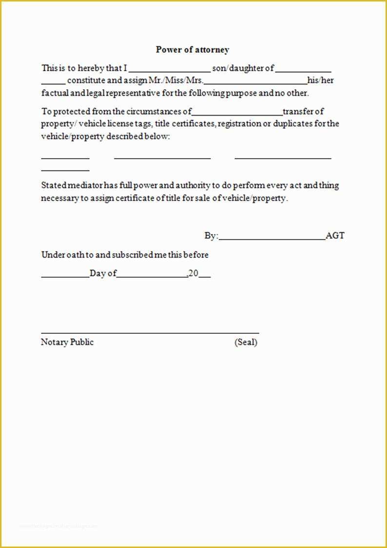 Free Poa Template Of Free Printable Power attorney Template