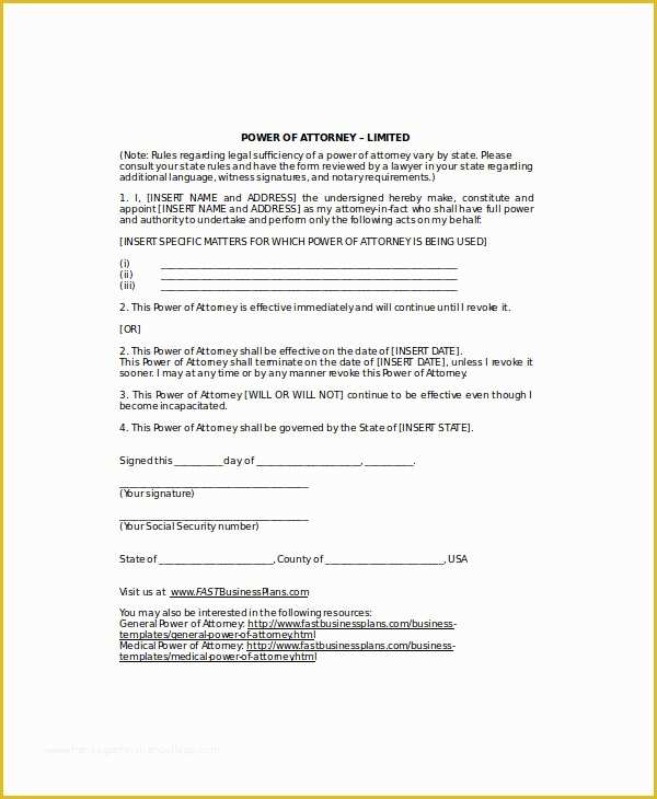 Free Poa Template Of Power Of attorney 10 Free Word Pdf Documents Download