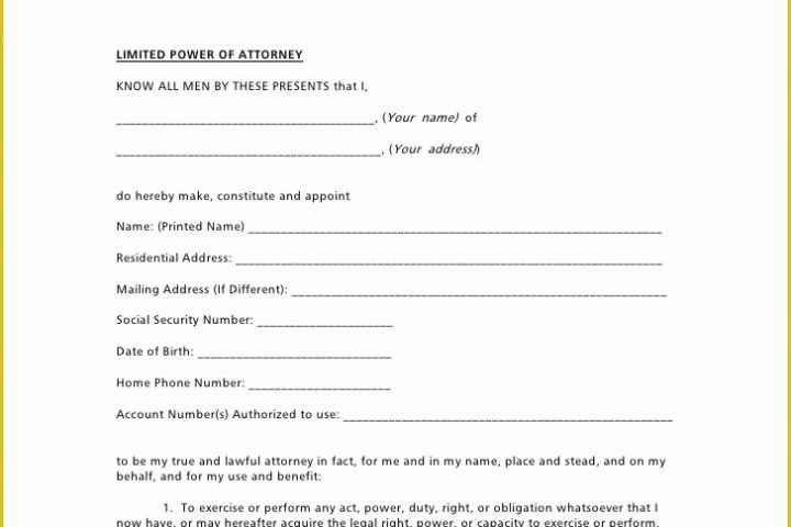 Free Poa Template Of Power Of attorney form