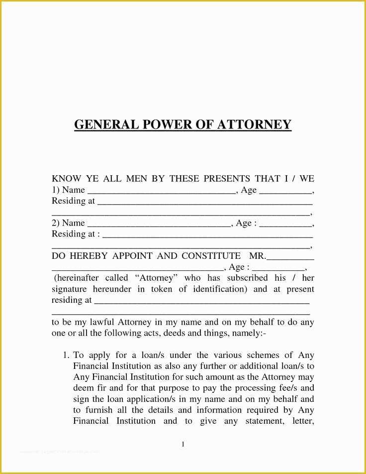 Free Poa Template Of Power Of attorney form Template Download