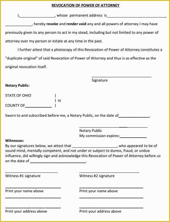Free Poa Template Of Power Of attorney forms California Free