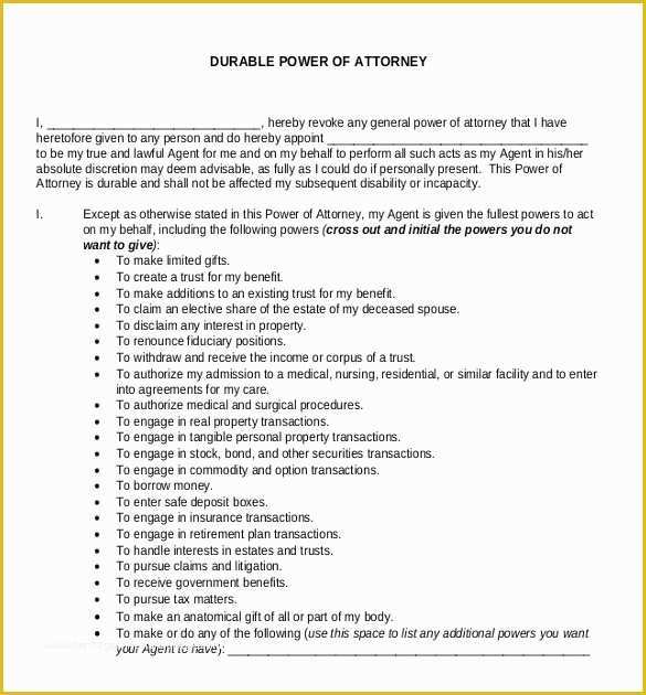 Free Poa Template Of Power Of attorney Templates – 10 Free Word Pdf Documents