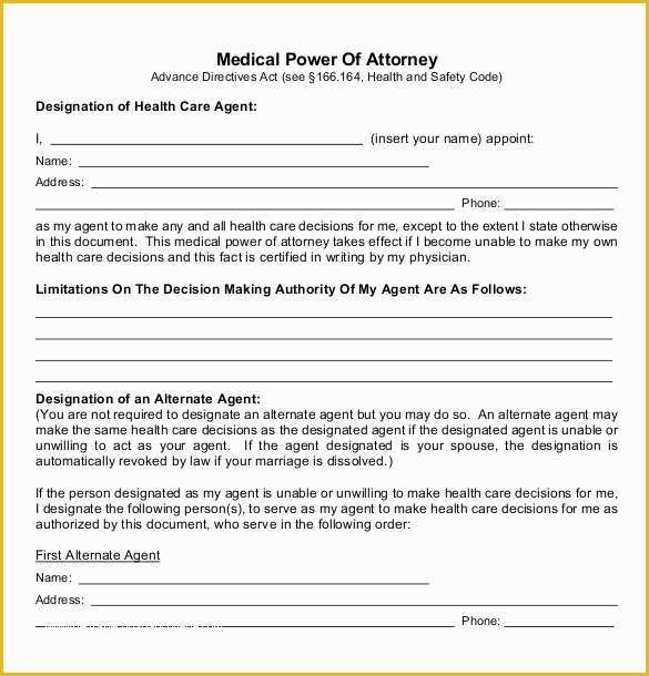 Free Poa Template Of Power Of attorney Templates – 10 Free Word Pdf Documents