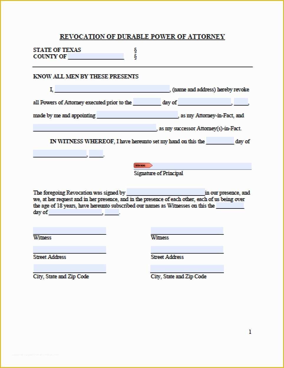Free Poa Template Of Texas Revocation Power Of attorney form Power Of