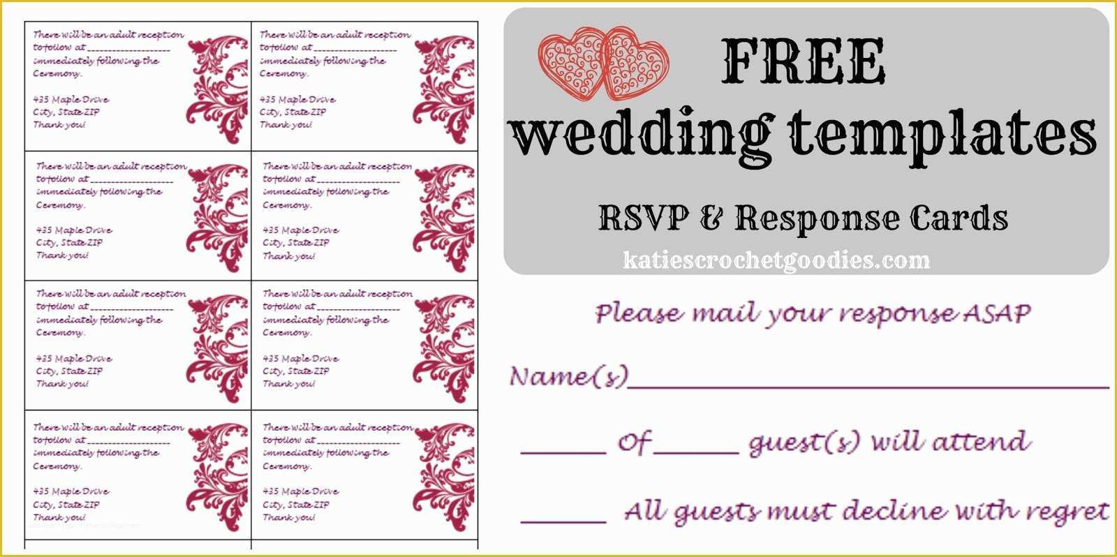 Free Postcard Template Of Free Wedding Templates Rsvp & Reception Cards Katie S