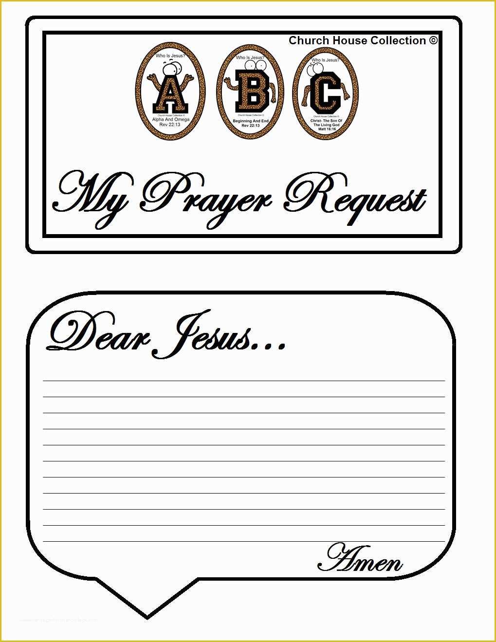 Free Prayer Request Card Templates Of Church House Collection Blog Abc S "who is Jesus " White
