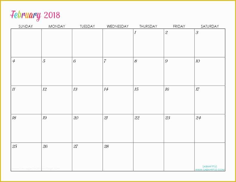 Free Preschool Calendar Templates 2017 Of Custom Editable Free Printable 2018 Calendars Sarah Titus