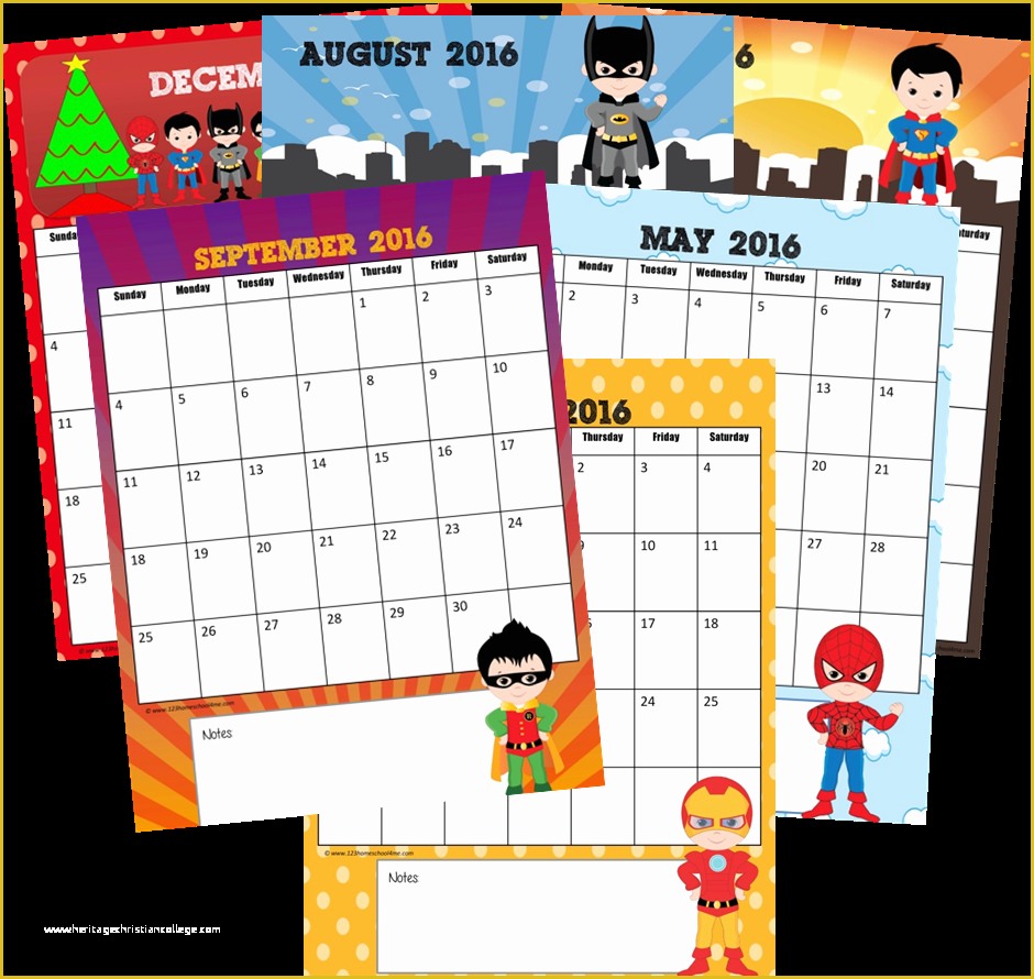 Free Preschool Calendar Templates 2017 Of Free 2016 Super Hero Calendar