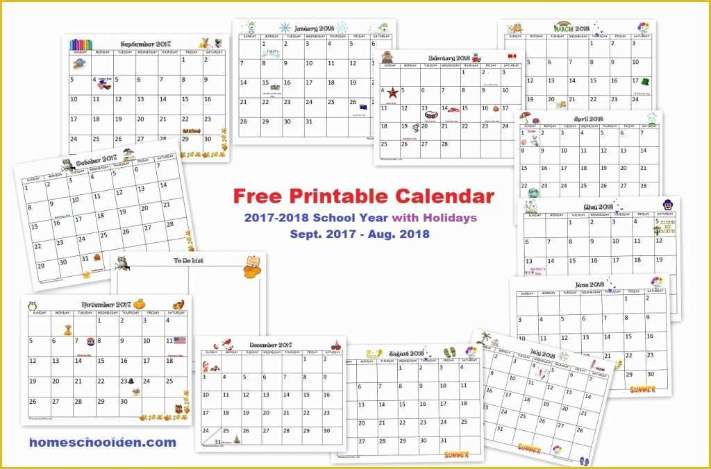 Free Preschool Calendar Templates 2017 Of Free Printable Calendar 2017 2018 School Year Homeschool Den