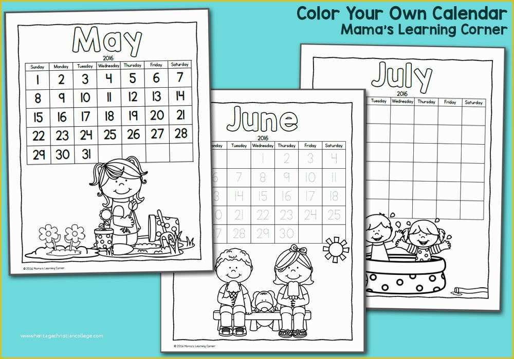 Free Preschool Calendar Templates 2017 Of Free Printable Calendars for Kids 2016