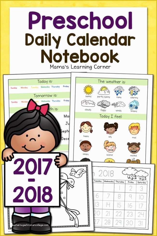 Free Preschool Calendar Templates 2017 Of Preschool Calendar Notebook Mamas Learning Corner