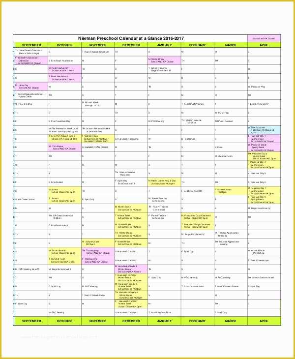Free Preschool Calendar Templates 2017 Of Preschool Calendar Templates 9 Free Pdf format Download