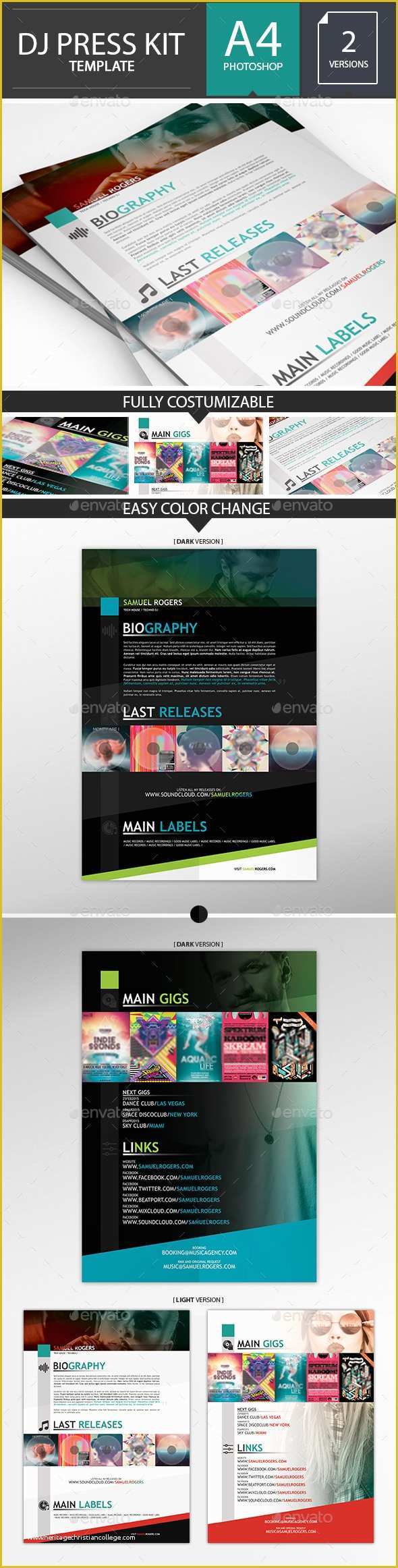 Free Press Kit Template Psd Of Dj Musician Press Kit Resume Psd Template by