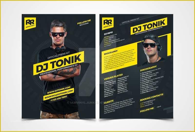 Free Press Kit Template Psd Of Prodj Dj Press Kit Rider Resume Psd Template by