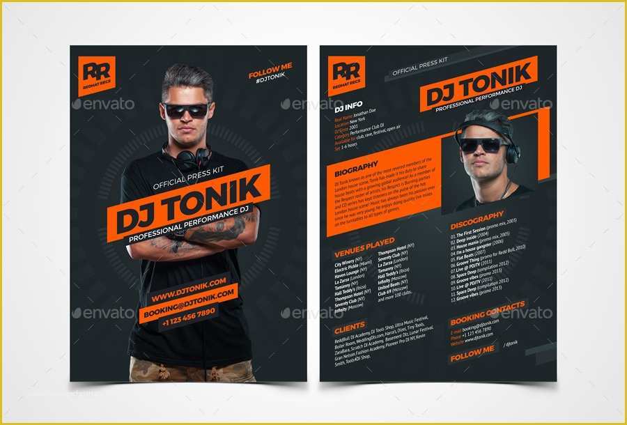 Free Press Kit Template Psd Of Prodj Dj Press Kit Rider Resume Psd Template by