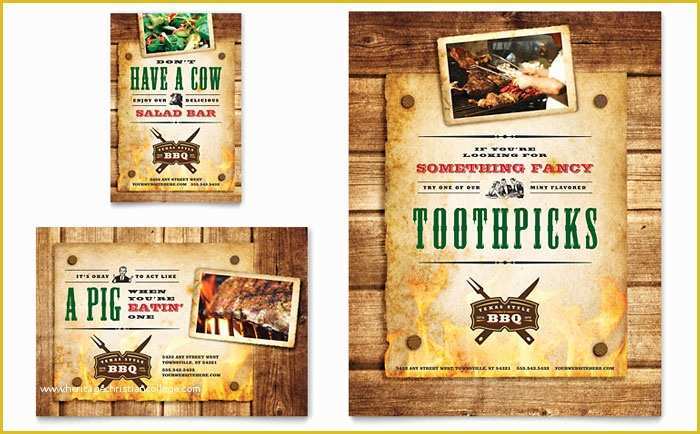 Free Print Ad Templates Of Steakhouse Bbq Restaurant Flyer & Ad Template Design