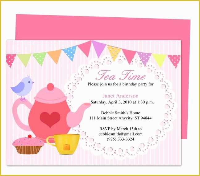 Free Printable Birthday Invitation Templates for Word Of afternoon Tea Party Invitation Party Templates Printable