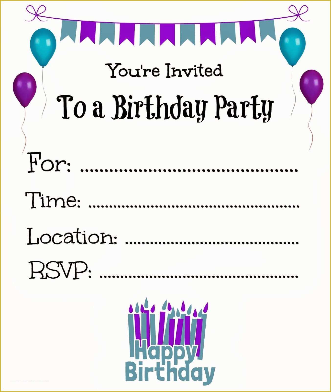Free Printable Birthday Invitation Templates for Word Of Free Printable Birthday Invitations for Kids