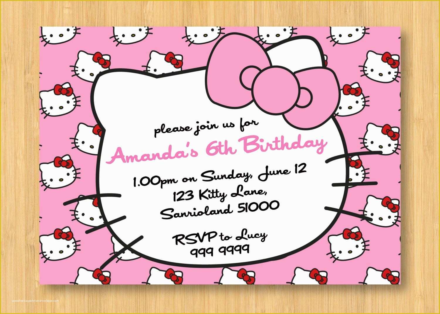 Free Printable Birthday Invitation Templates for Word Of Hello Kitty Birthday Invitations Printable Free