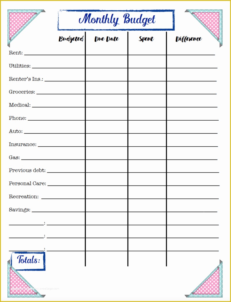 Free Printable Budget Templates Of Free Bud Ing Printables Expense Tracker Bud & Goal