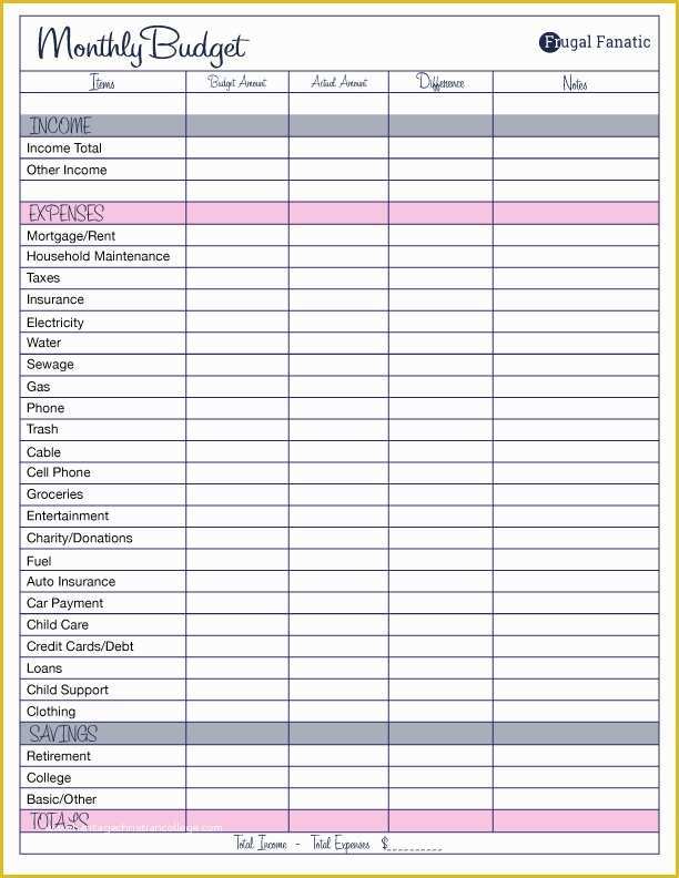 Free Printable Budget Templates Of Free Monthly Bud Template Frugal Fanatic