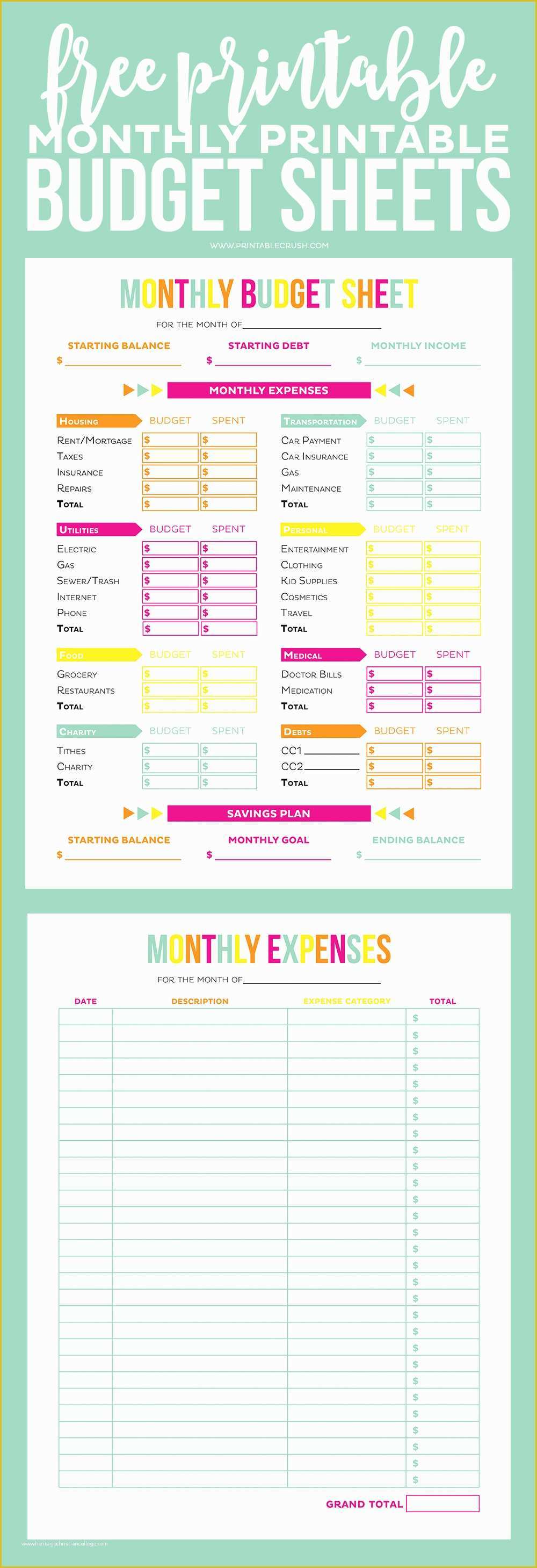 Free Printable Budget Templates Of Free Printable Monthly Bud Sheets Printable Monthly