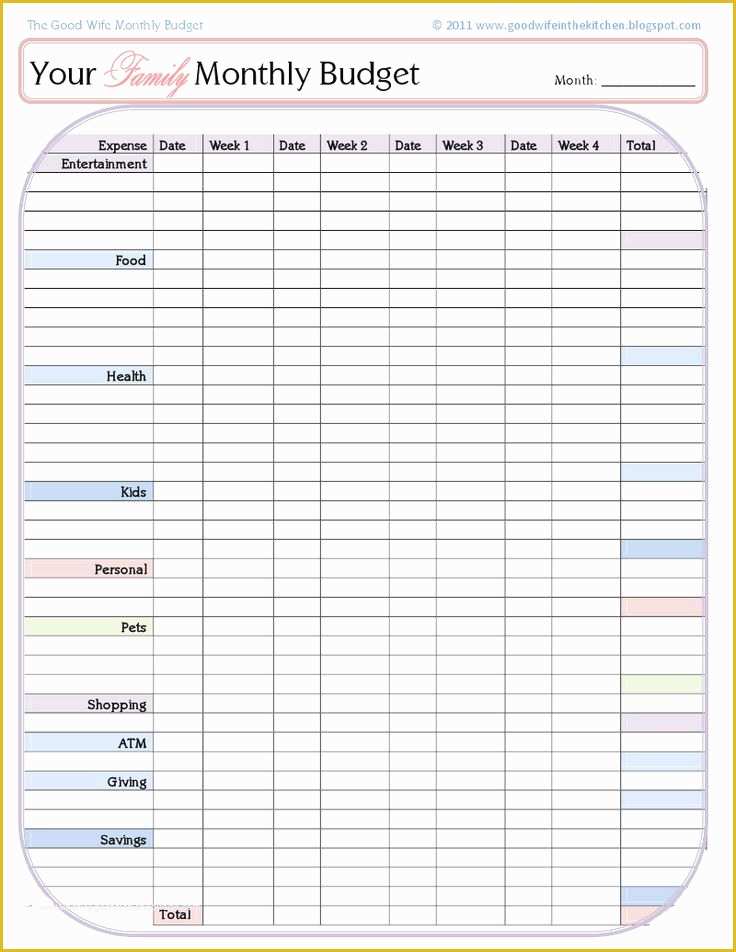 Free Printable Budget Templates Of Monthly Bud Template the Good Wife