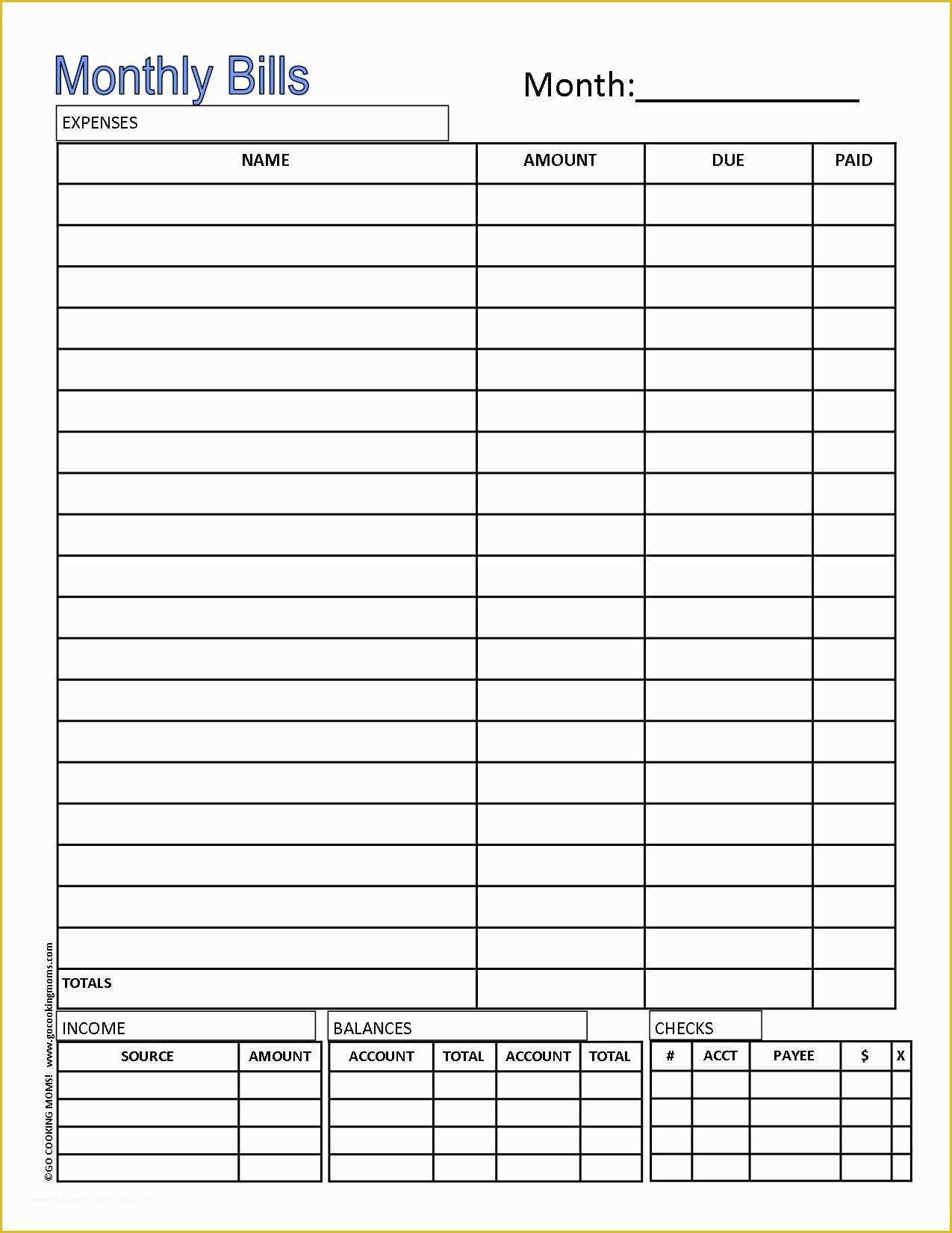 Free Printable Budget Templates Of Printable Monthly Bud Planner From Gocookingmoms