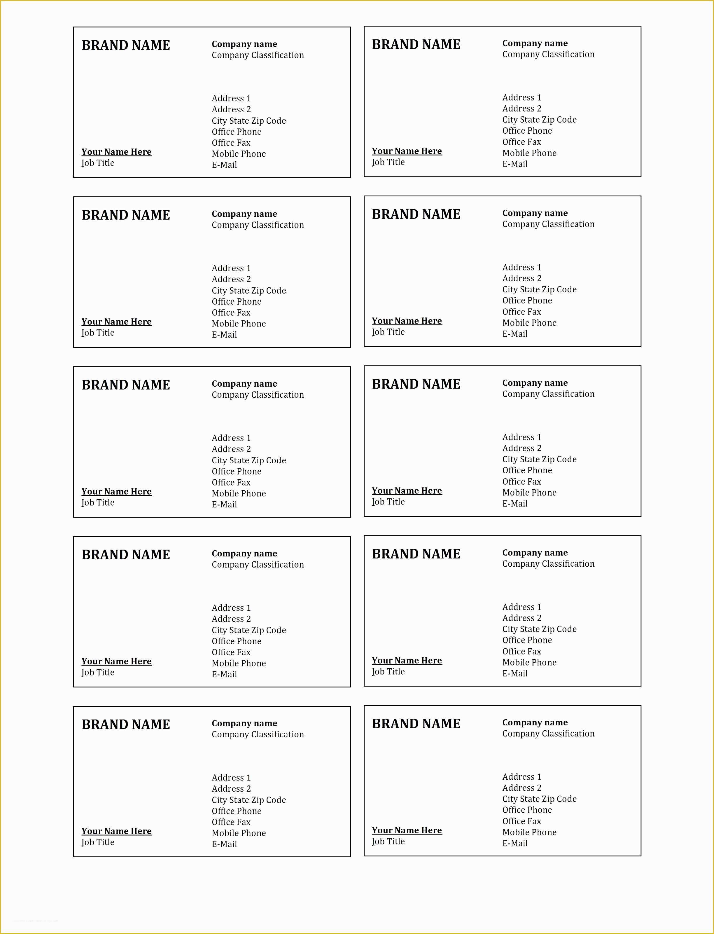 Free Printable Business Card Templates Pdf Of 10 Microsoft Word Business Card Template Free Download