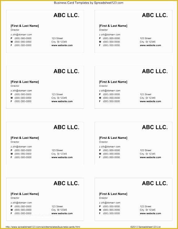 free printable business card template kits