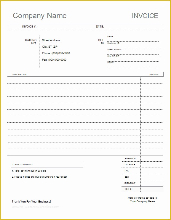 Free Printable Business Invoice Template Of 13 Free Printable Invoice Template