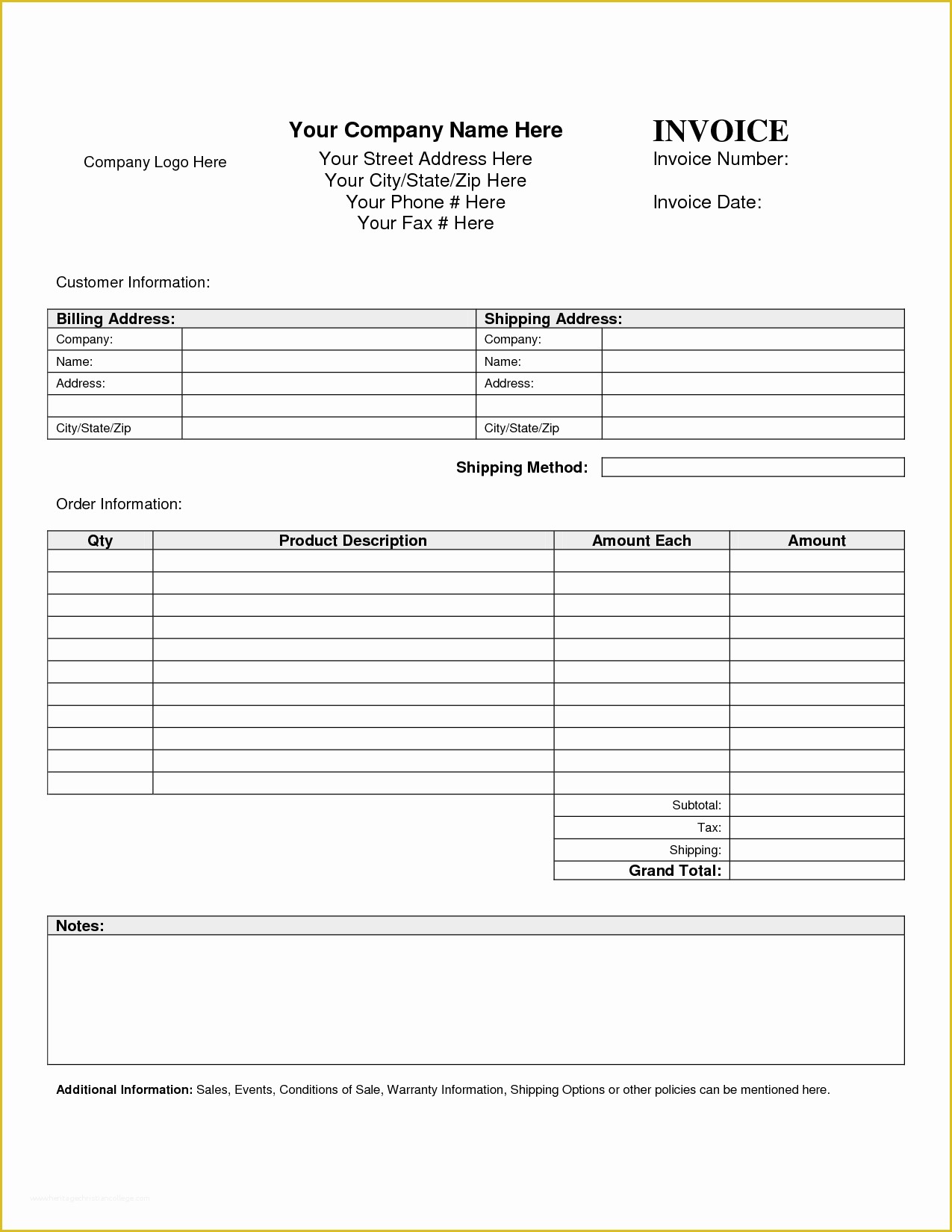 Free Printable Business Invoice Template Of Billing Invoice Template Free