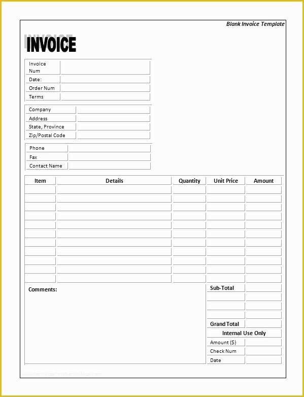 Free Printable Business Invoice Template Of Blank Invoice Template Printable Word Excel Invoice
