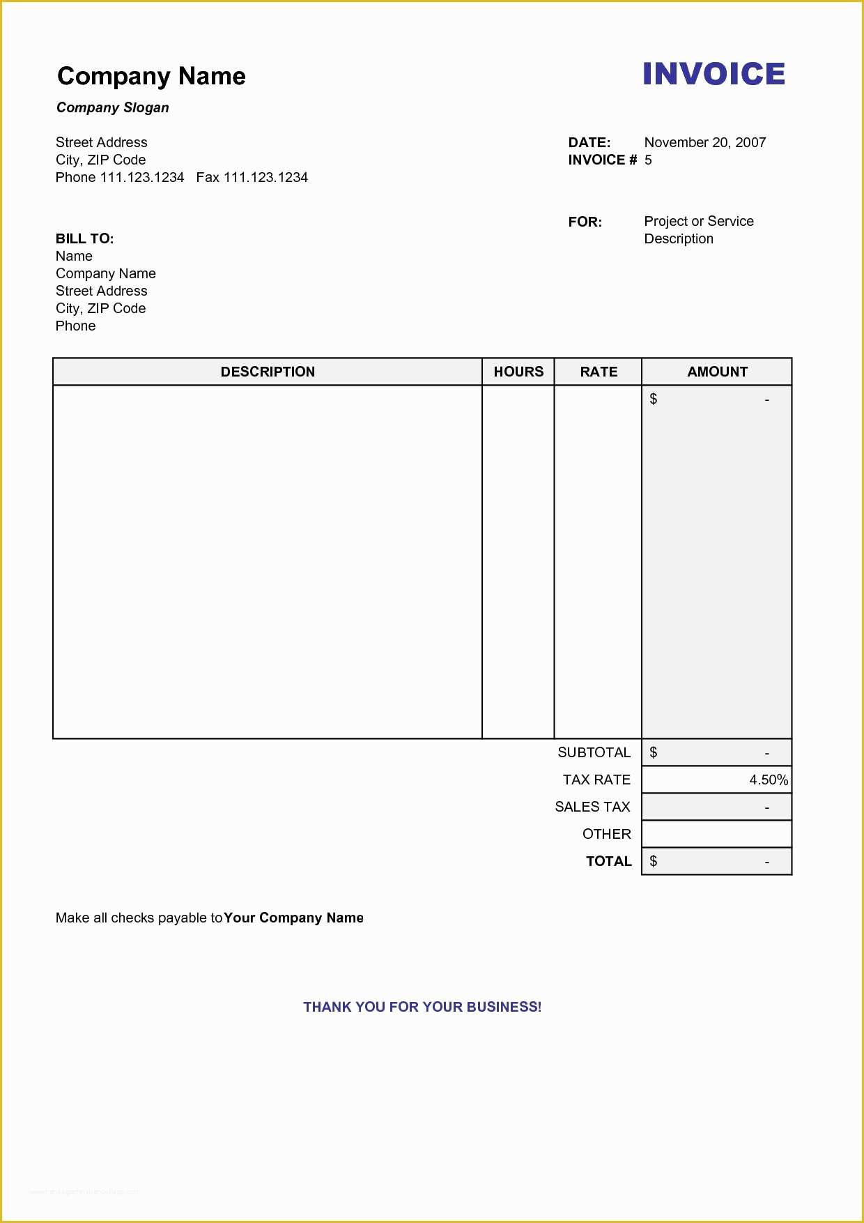 Free Printable Business Invoice Template Of Blank Printable Invoice Invoice Template Ideas