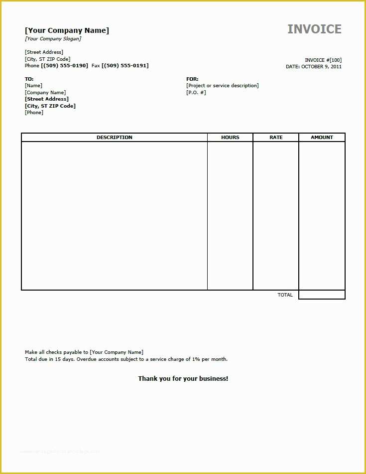 Free Printable Business Invoice Template Of Standard Invoice Template