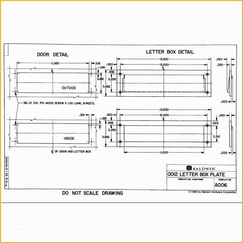 Free Printable Cabinet Hardware Template Of Baldwin Heavy Gauge Wrought Brass Letter Box Plate