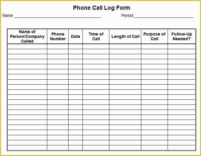 Free Printable Call Log Template Of 15 Call Log Templates Doc Pdf Excel