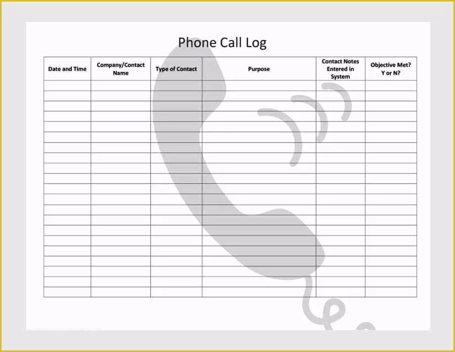 Free Printable Call Log Template Of 40 Printable Call Log Templates In Microsoft Word and Excel