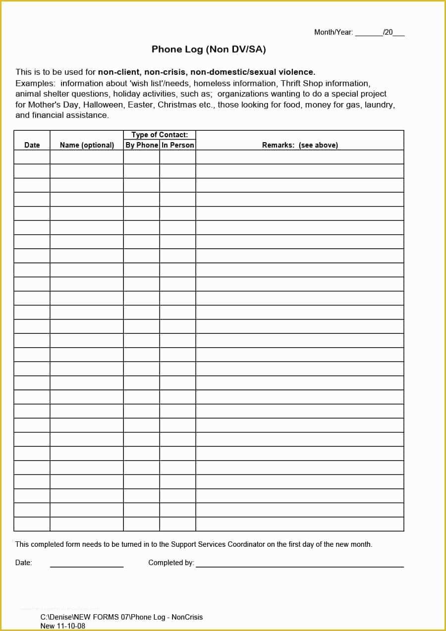 Free Printable Call Log Template Of 40 Printable Call Log Templates In Microsoft Word and Excel