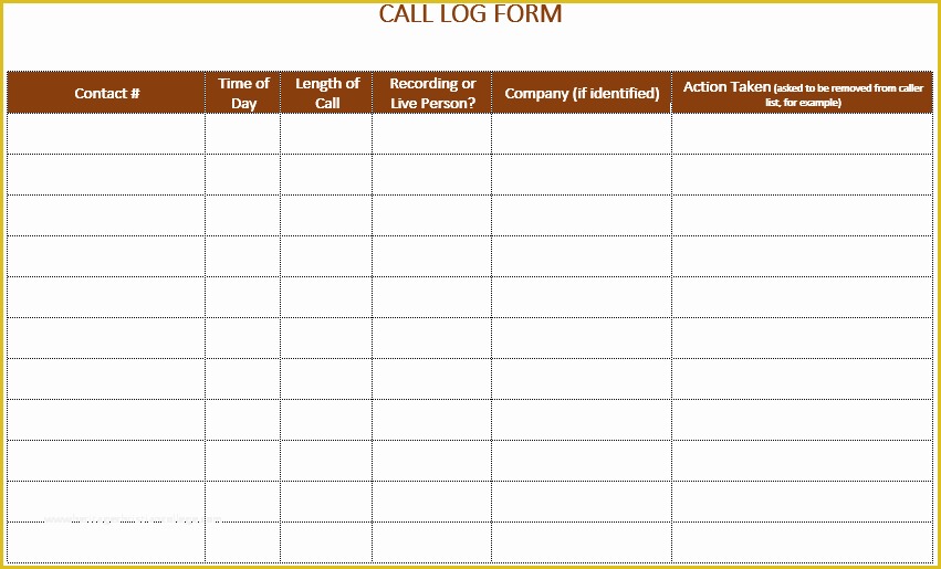 Free Printable Call Log Template Of 5 Call Log Templates to Keep Track Your Calls