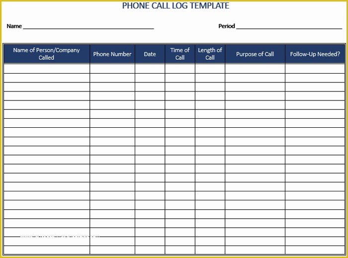 Free Printable Call Log Template Of 5 Call Log Templates to Keep Track Your Calls