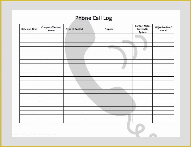 Free Printable Call Log Template Of 7 Best Of Free Printable Call Log Template Free